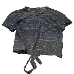 Lululemon xs Striped Tie-Front Crop Top shirt athletic top gray workout gear